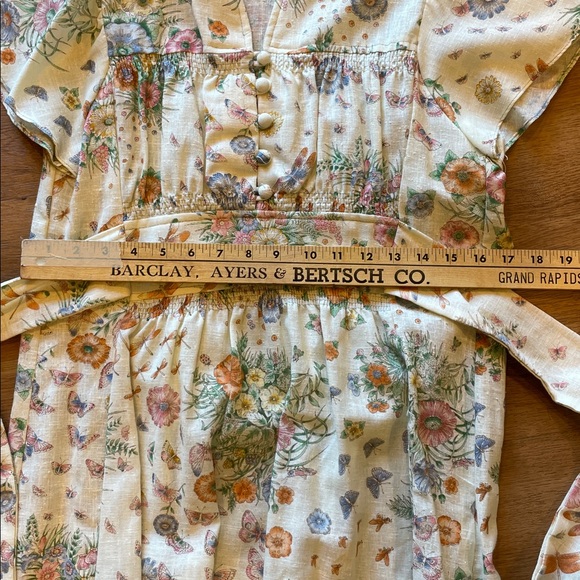 Vintage Trolley Car Women Midi White Floral Wildlife Dress - Picture 6 of 9